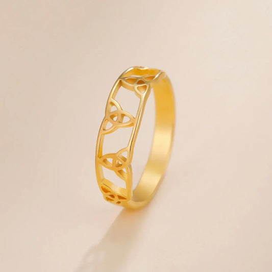 JuliaFashion - 2024 Trinity Triquetra Talisman Gold Ring