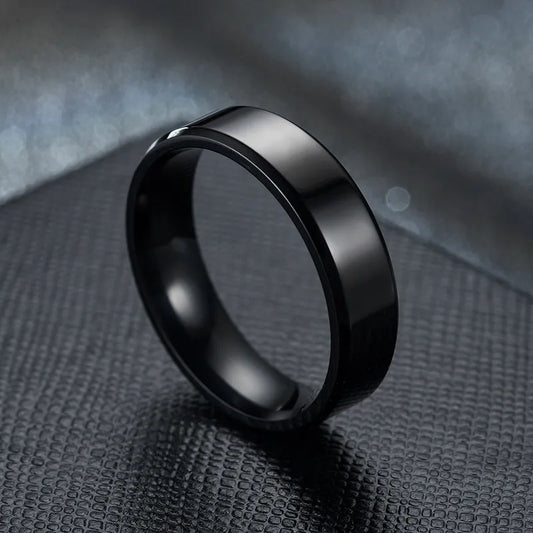 JuliaFashion-Custom Engraved Stainless Steel Black Ring