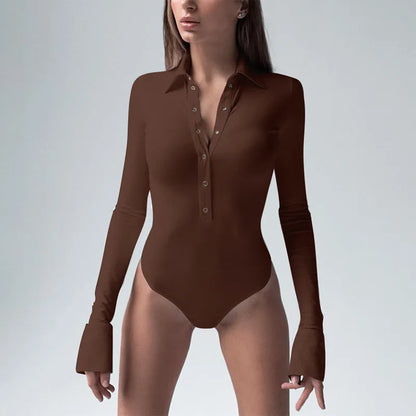 JuliaFashion - Sexy Long Sleeve Office Lady Bodysuits
