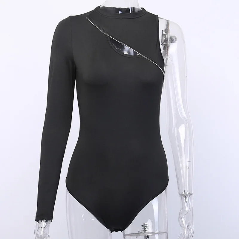 JuliaFashion - Round Neck Casual Fake Zip Autumn Bodysuits