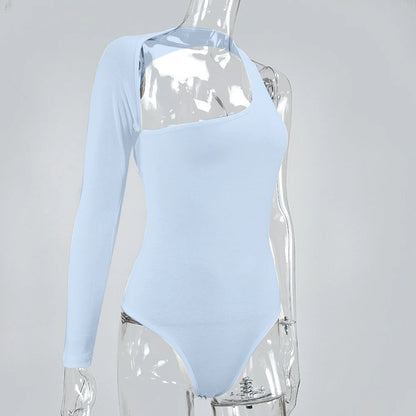 JuliaFashion - One Shoulder Hollow Out Bodycon Bodysuits