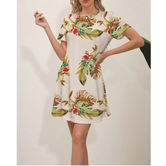 Julia Fashion - Elegant Flower Slim Fit Round Neck Vestido Mini Dress