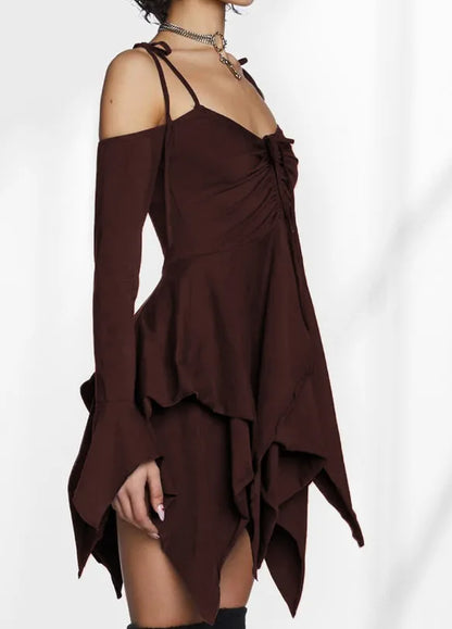 Julia Fashion - Long Sleeve Irregular Spice Bodycon Casual Mini Dress