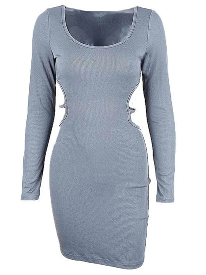 Julia Fashion - Blue Bodycon Dresses Cut Out Lace Up Backless Mini Dress