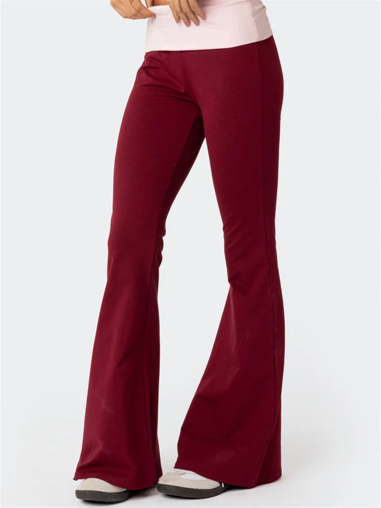 JuliaFashion - Fashion Long Flare Pants Lapel Waist Y2K Joggers Yoga Pants