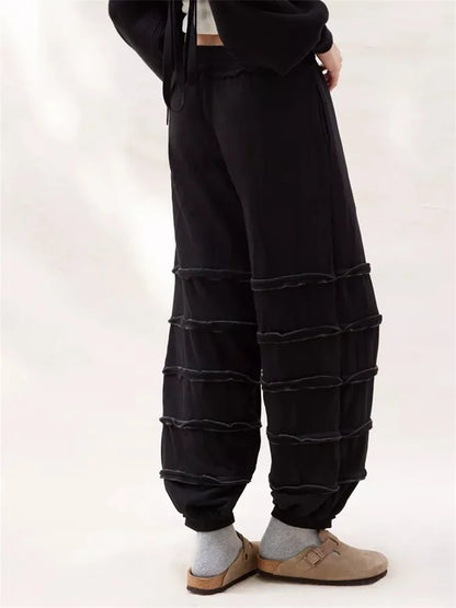 JuliaFashion - Fashion Jogger Seamed Solid Color Mid Waist Workout Pants