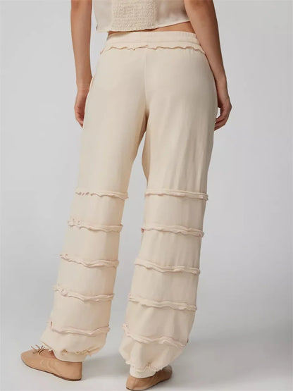 JuliaFashion - Fashion Jogger Seamed Solid Color Mid Waist Workout Pants