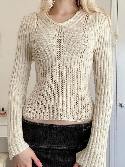 JuliaFashion - Knitted V-neck Ribbed Winter Autumn Long Sleeve Slim Fit Solid Pullovers Club Sweater