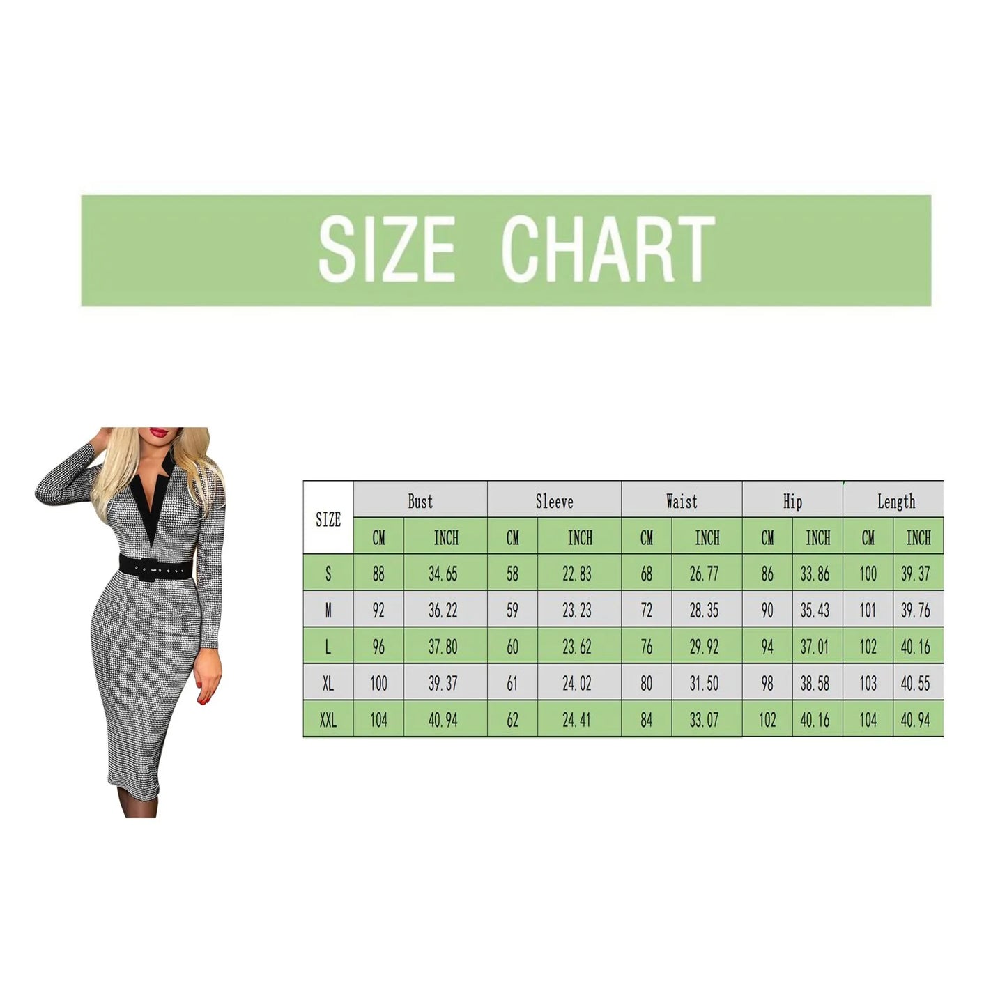 JuliaFashion - Fashion Polka Dot Print Pencil V-Neck Long Sleeve Bodycon Maxi Elegant Woman Office Work Dress