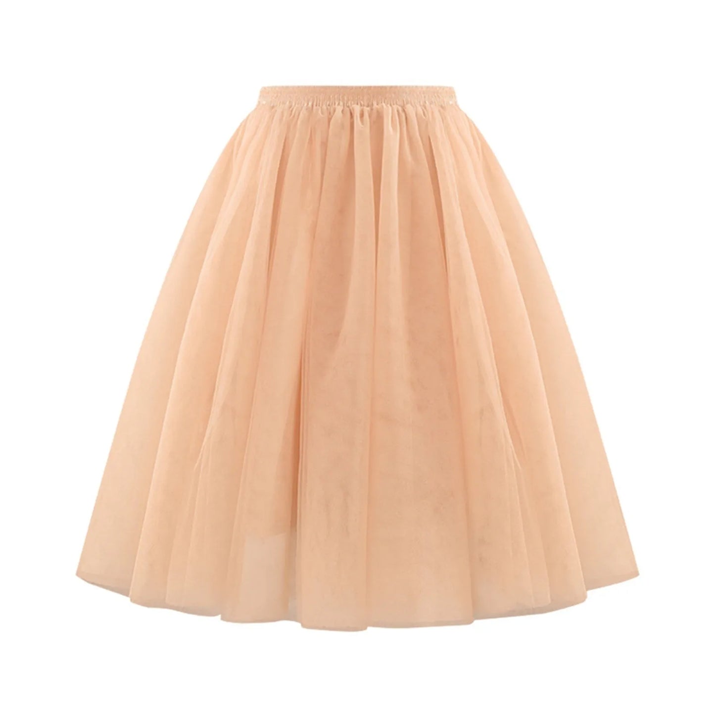 JuliaFashion - Fashion Tulle Skirt Pleated Tutu Skirts Womens Soft Drape Mid Length Skirt Wedding Bridal Bridesmaid Large Size A Line Skirts Dress