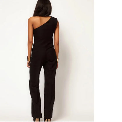 JuliaFashion - New Fashion Sexy Rompers Women One Shoulder Jumpsuits