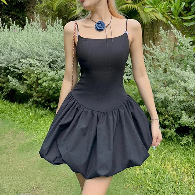 Julia Fashion - Backless Solid Color Waist Slip Mini Dress