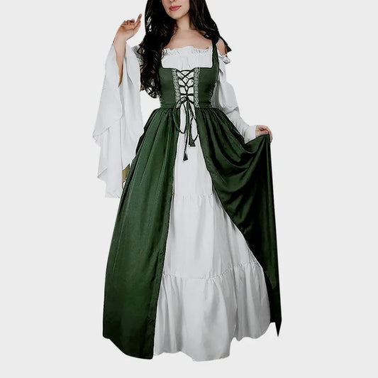 JuliaFashion - Halloween European Medieval Cosplay Palace Carnival Party Disguise Princess Female Bandage Corset Vintage Club Dress