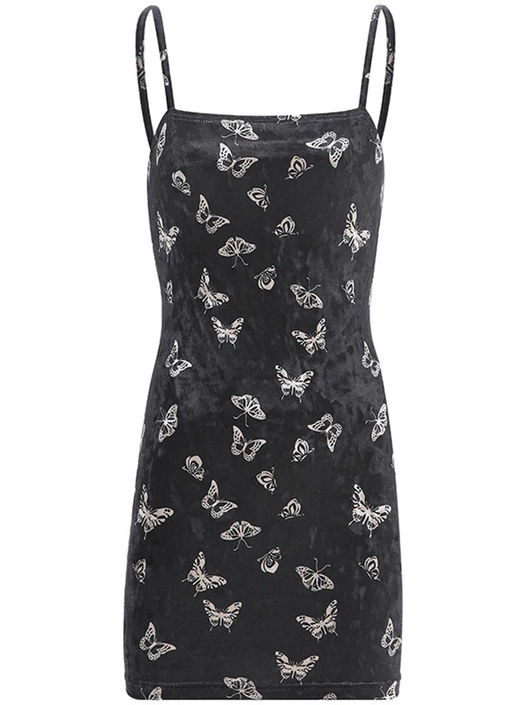 Julia Fashion - Harajuku Black Dress Gothic Spaghetti Strap Off Shoulder Sexy Mini Dress