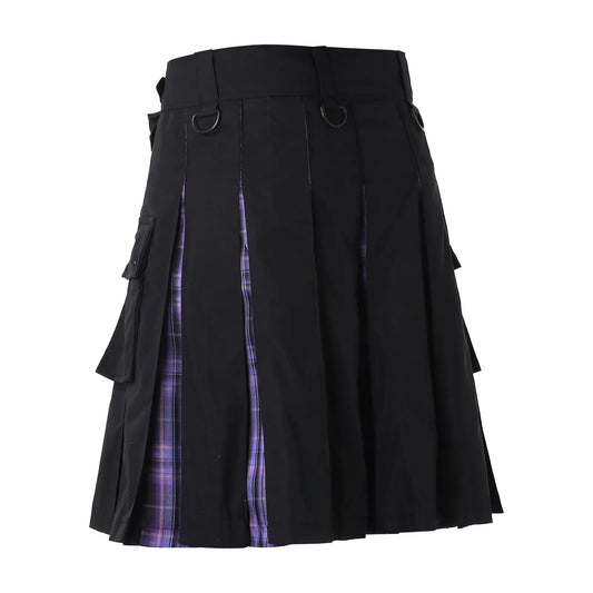 Scottish Mens Kilt Fashion Casual Retro Scottish Style Pocket Pleated Skirt Traditional Personality Kilts Check Pattern Skirts Dress