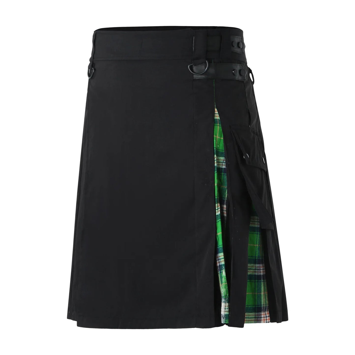 JuliaFashion - Scottish Mens Kilt Fashion Casual Retro Scottish Style Pocket Pleated Skirt Traditional Personality Kilts Check Pattern Skirts Dress