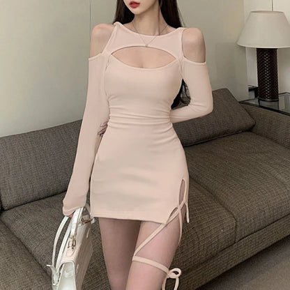 Julia Fashion - Sexy Lace Up Bandage Slim Mini Dress