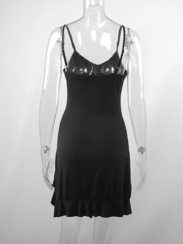 Julia Fashion - Sexy Sleeveless Streetwear Backless Split Black Mini Dress
