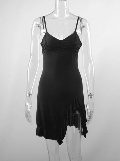 Julia Fashion - Sexy Sleeveless Streetwear Backless Split Black Mini Dress