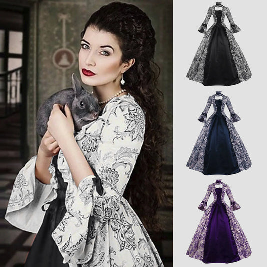 JuliaFashion - Cosplay Marie Antoinette Medieval Victorian Floral Robe Dress
