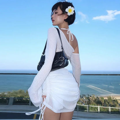 Julia Fashion - Pure Desire Spice Girl Style Diagonal Shoulder Mini Dress