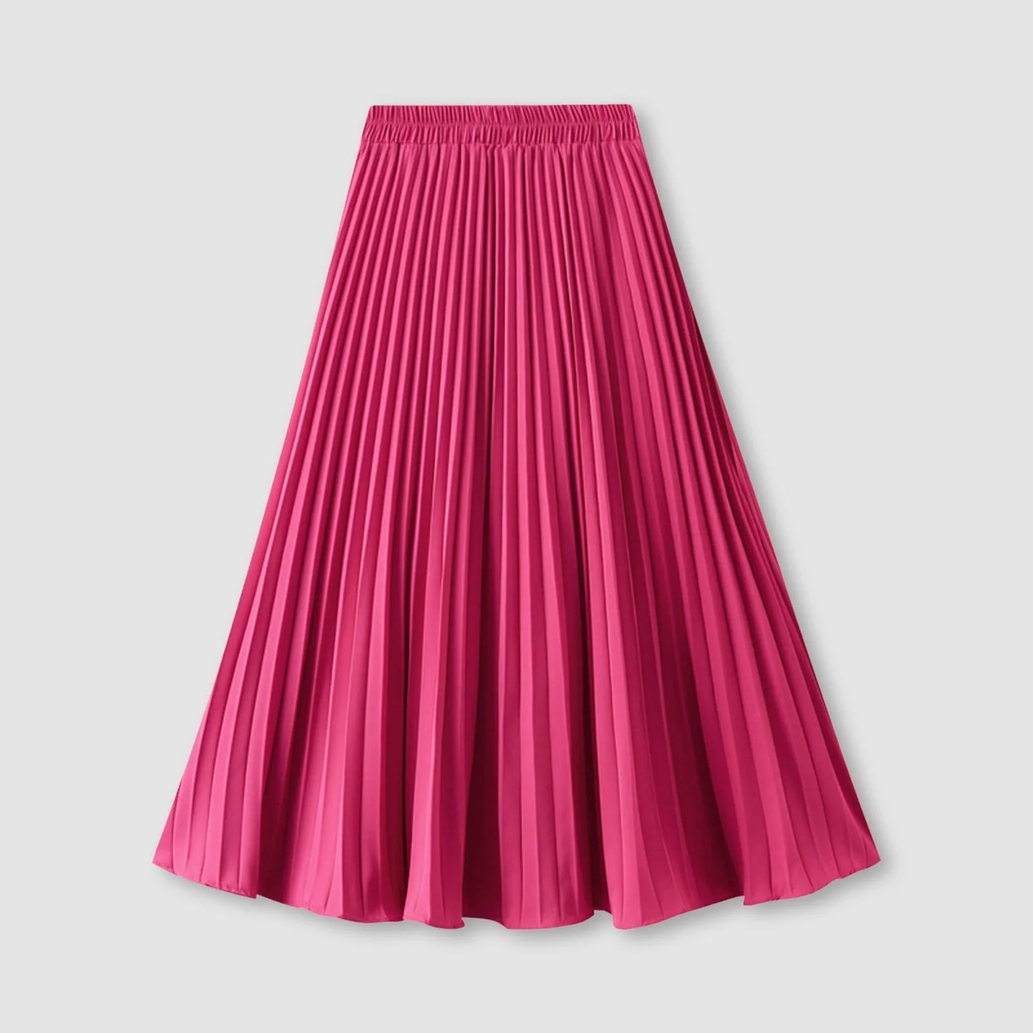 JuliaFashion - Women's Pleated Skirt Spring Summer Elastic Waist Slim Long A Line Skirt Double Layer Chiffon Skirts Solid Midi Pleated Skirt Dress