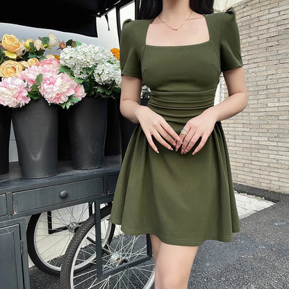 Julia Fashion - Short Pure Color Casual Elegant Mini Dress