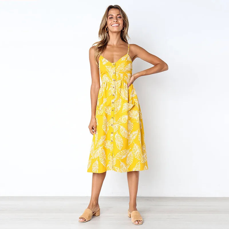 Julia Fashion - Suspender V-neck Sleeveless Beach Medium Length Elegant Holidays Mini Dress