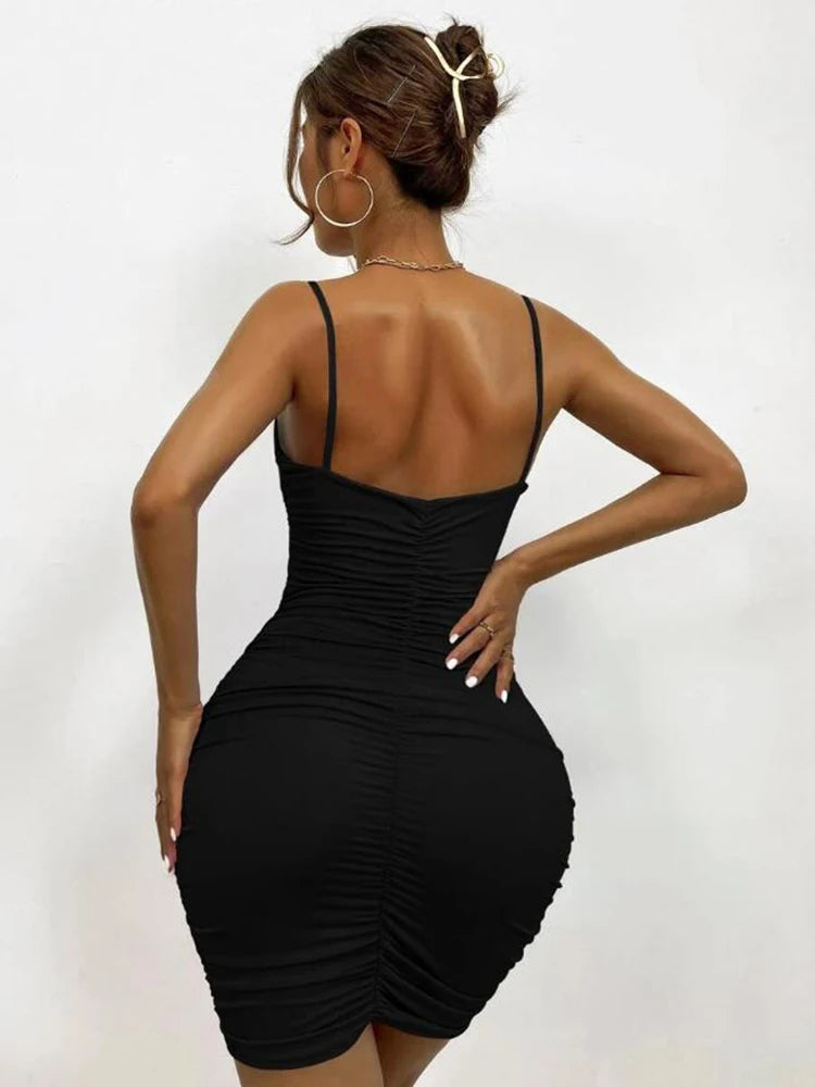 Julia Fashion - Sexy Ruched Bodycon Cami Mini Dress