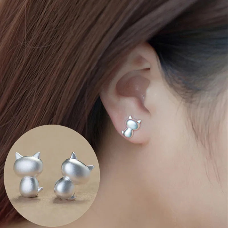 JuliaFashion-Cute Small Cat Shape Ear Stud Earrings