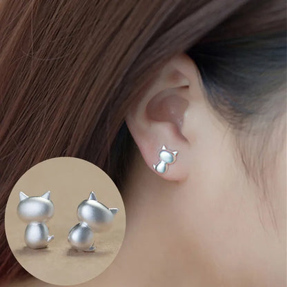 JuliaFashion-Cute Small Cat Shape Ear Stud Earrings