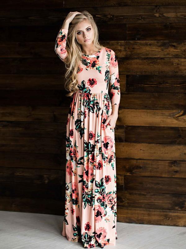 JuliaFashion-In Bloom Floral Print Maxi Dress