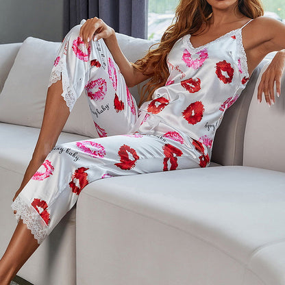 JuliaFashion - 2024 Two Piece Pajamas Cute Camisole Pant Set