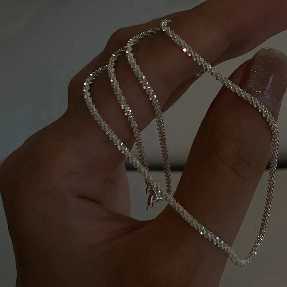 JuliaFashion - 2024 Sparkling Gold Silver Clavicle Choker Necklace