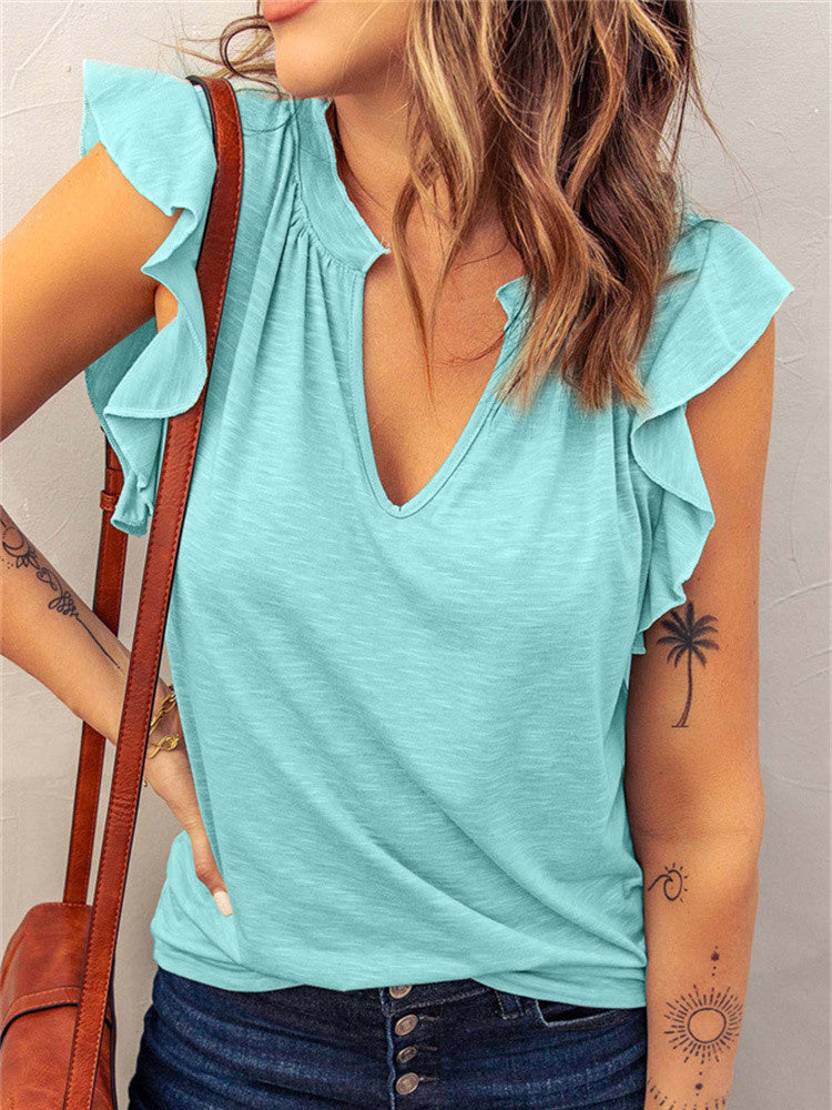 JuliaFashion - 2024 Women Solid Color T Shirt Street Casual Loose Cotton Tank Top