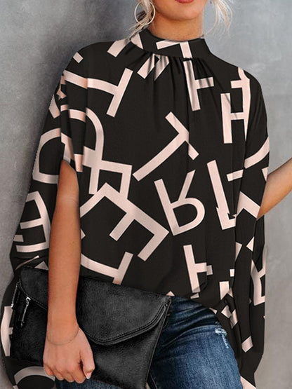 JuliaFashion - 2024 Women's Casual Batwing Sleeve Print O-neck Shirts Tops