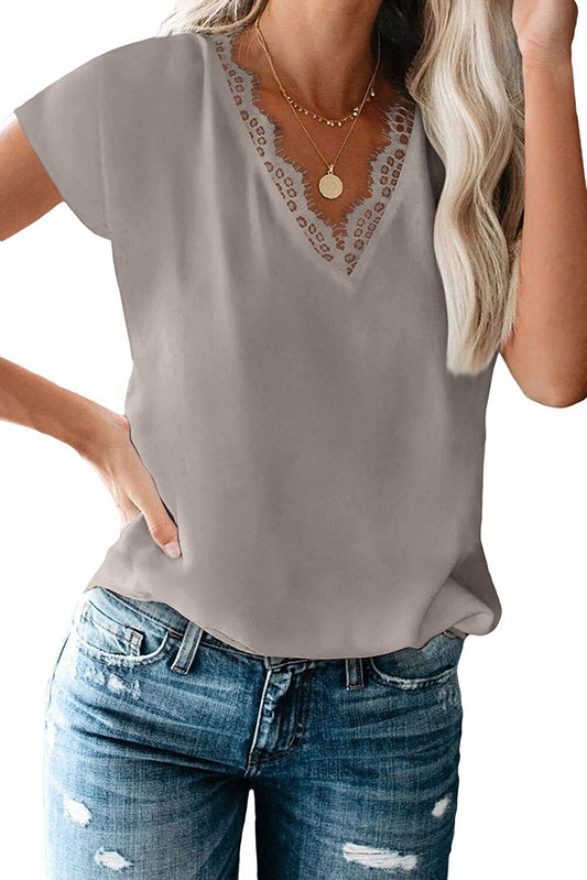 JuliaFashion - 2024 Women's V-Neck Printed Casual Summer Loose Short Sleeve T-Shirt