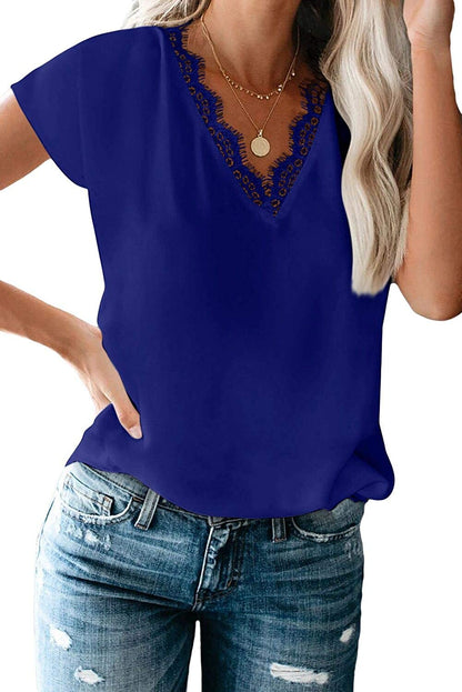 JuliaFashion - 2024 Women's V-Neck Printed Casual Summer Loose Short Sleeve T-Shirt