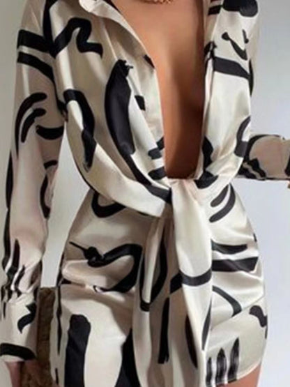 JuliaFashion-Elegant Luxury Long Sleeve Mini Dress