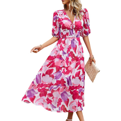 JuliaFashion-Elegant Boho Floral Bodycon Maxi Dress
