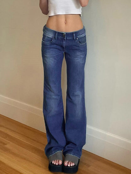 JuliaFashion - 2024 Vintage Mid Waist Flared Jeans Pants