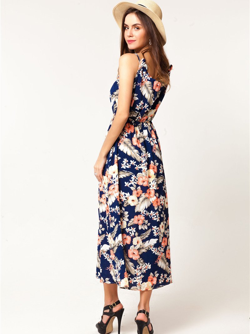 JuliaFashion-200 Degree Floral Printed Midi Dress