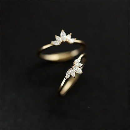 JuliaFashion - 2024 Simple Crown 14k Gold Plated Ring