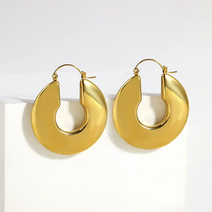 JuliaFashion-Gold Color Chunky Hoop Earrings