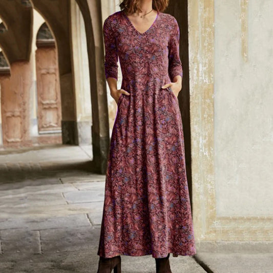 JuliaFashion - 2024 Vintage Gypsy Boho Long Sleeve Maxi Dress