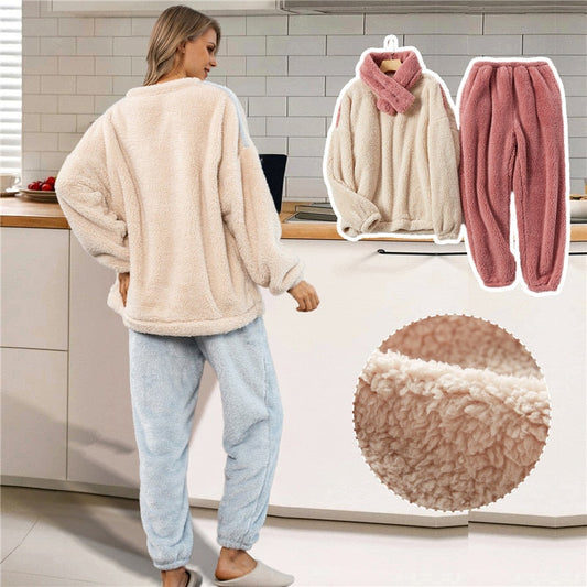 JuliaFashion-Cute Soft Home Wear Clothes Flannel Pyjamas Set