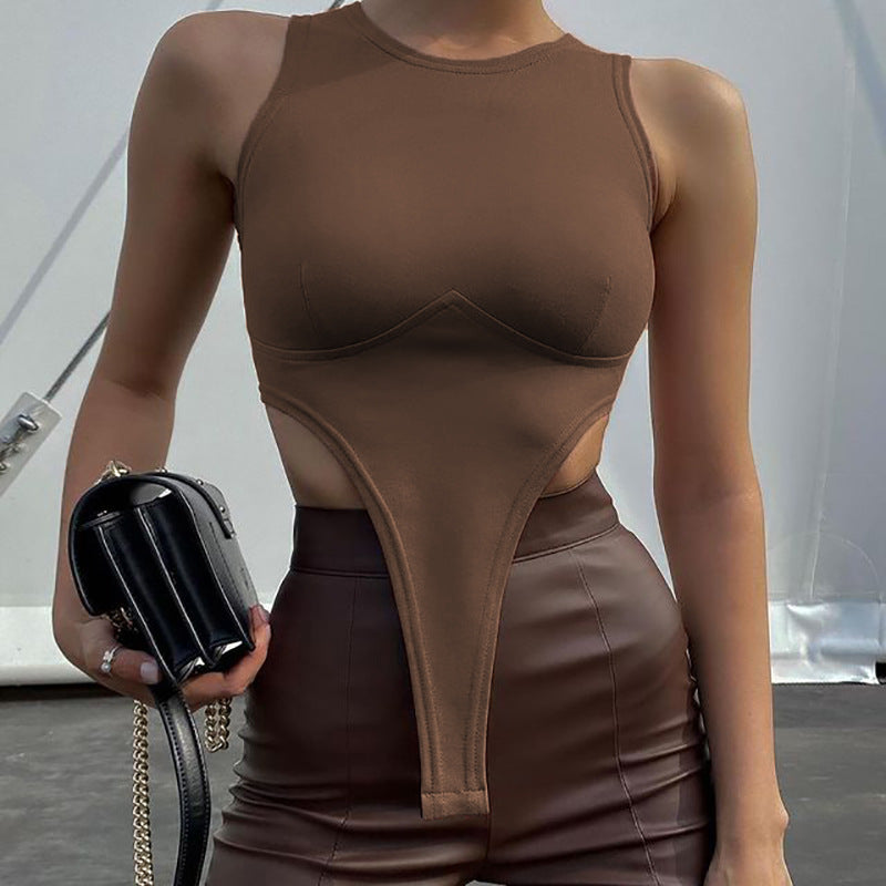 JuliaFashion - 2024 Women Tight Vest Sexy Backless Bodycon Bodysuit