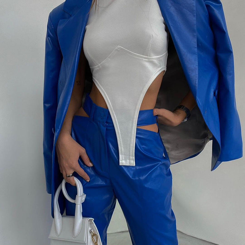 JuliaFashion - 2024 Women Tight Vest Sexy Backless Bodycon Bodysuit