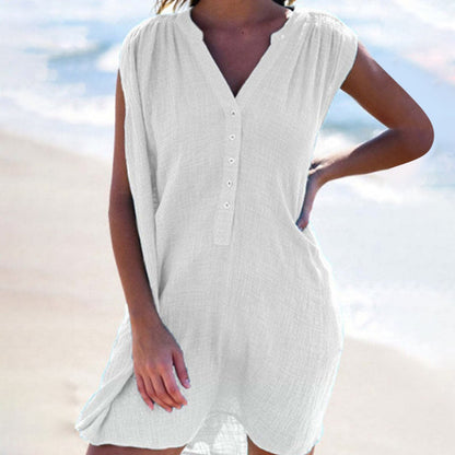 JuliaFashion - 2024 Sleeveless Plus Size Boho Beach Mini Dress