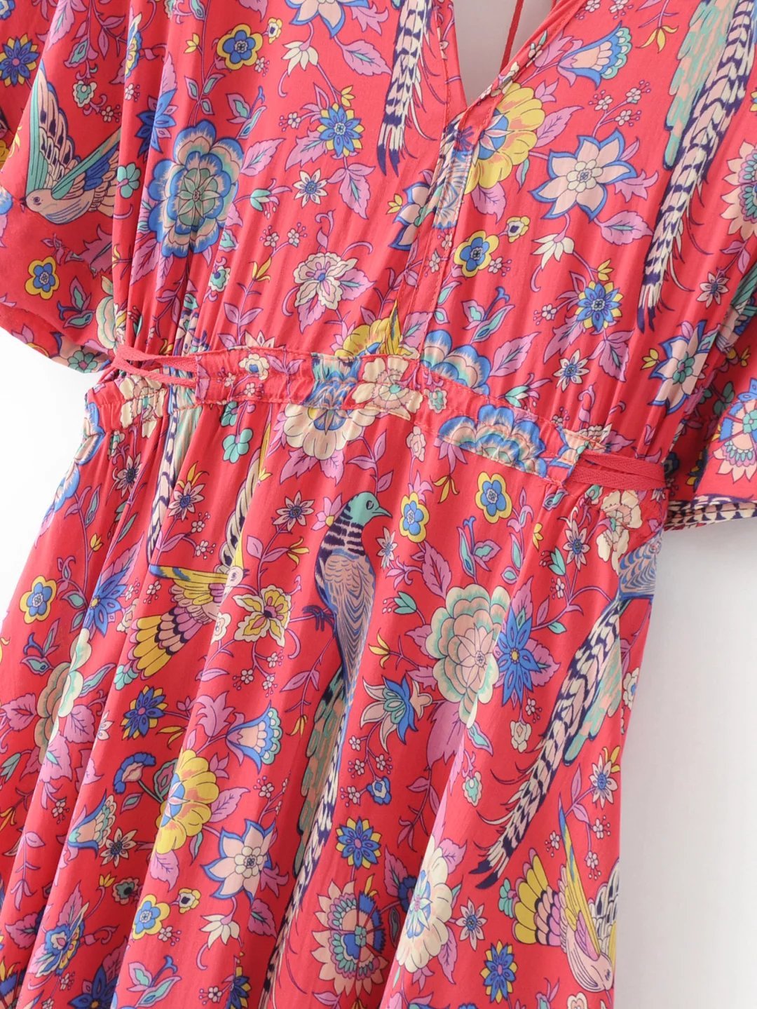 JuliaFashion-Boho Vibes Floral Print Plunging Neck Maxi Dress